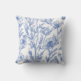 Blue Floral Cushion