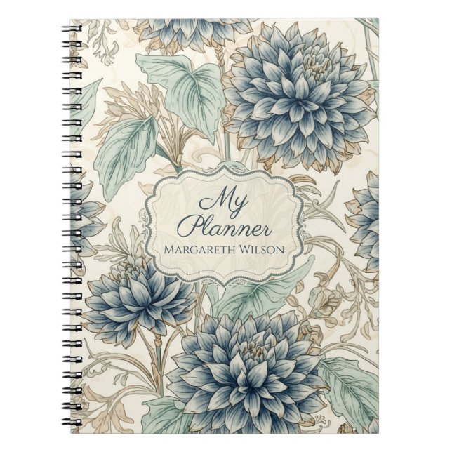 Blue Floral Daily Planner Student Notebook  (Front)