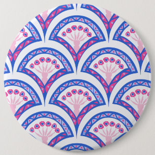 blue floral damask pattern 6 cm round badge