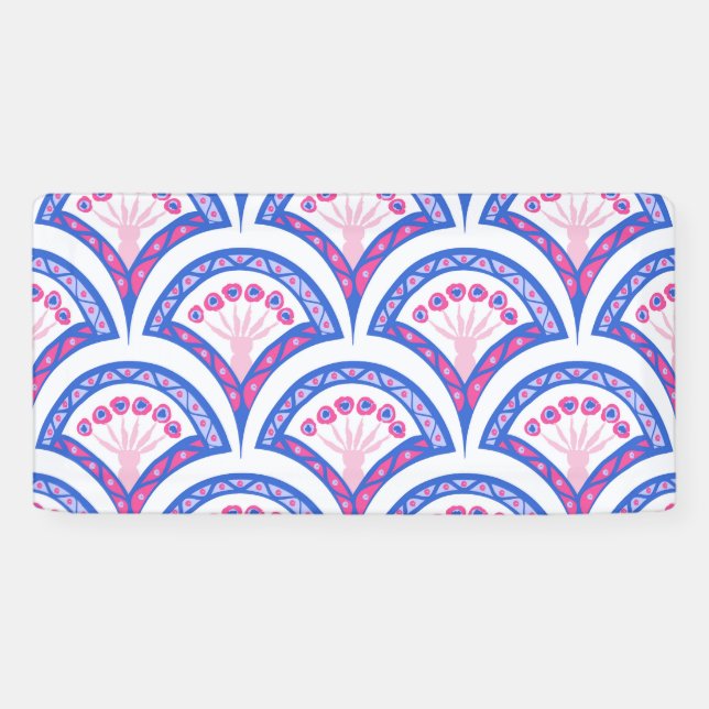 blue floral damask pattern  banner (Horizontal)