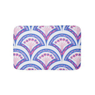 blue floral damask pattern  bath mat