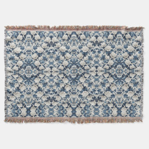 Blue Floral Damask Pattern Blanket