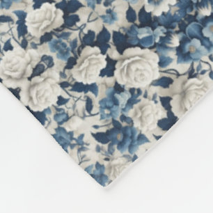 Blue Floral Damask Pattern Blanket