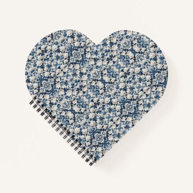 Blue Floral Damask Pattern Blanket Notebook (Front)