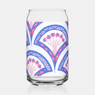 blue floral damask pattern can glass
