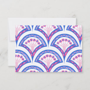 blue floral damask pattern card