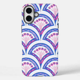 blue floral damask pattern iPhone 16 plus case
