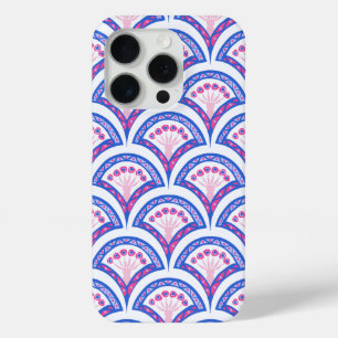 blue floral damask pattern iPhone 15 pro case