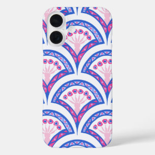 blue floral damask pattern iPhone 16 case
