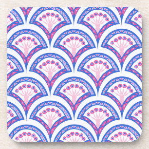 blue floral damask pattern  coaster