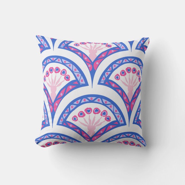 blue floral damask pattern  cushion (Front)