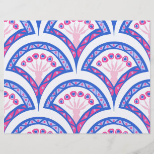 blue floral damask pattern custom letterhead