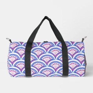 blue floral damask pattern  duffle bag
