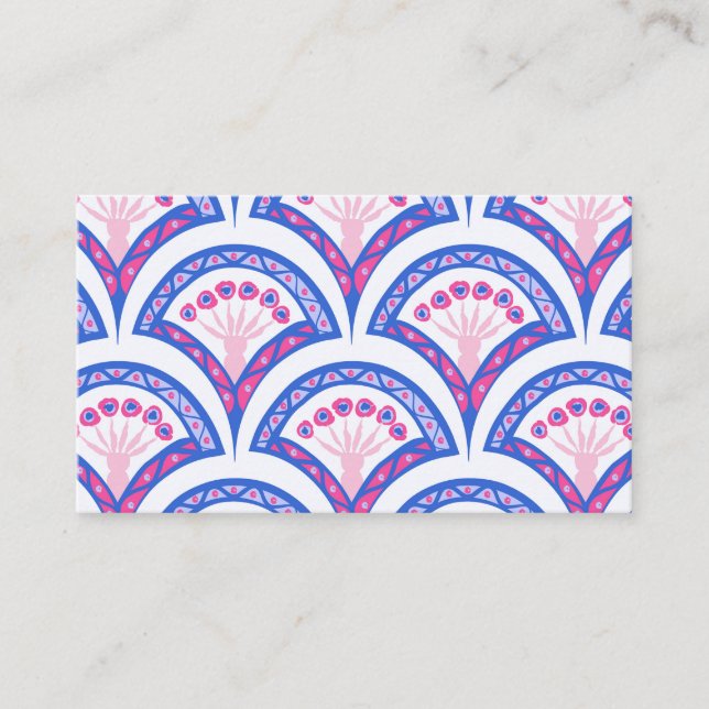 blue floral damask pattern  enclosure card (Front)