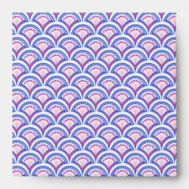 blue floral damask pattern  envelope (Front)