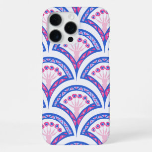 blue floral damask pattern iPhone 16 pro max case
