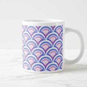 blue floral damask pattern large coffee mug