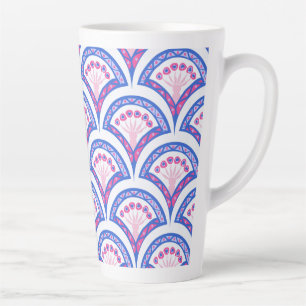 blue floral damask pattern  latte mug