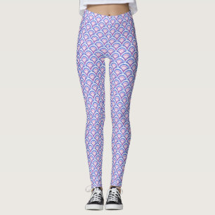 blue floral damask pattern  leggings