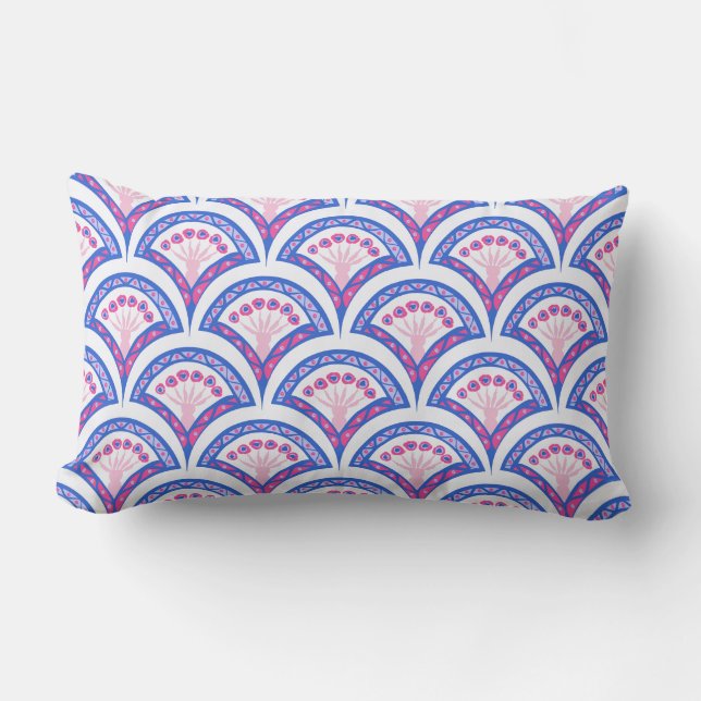 blue floral damask pattern  lumbar cushion (Front)