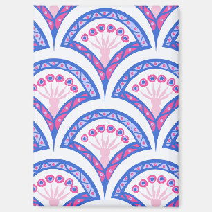 blue floral damask pattern magnet