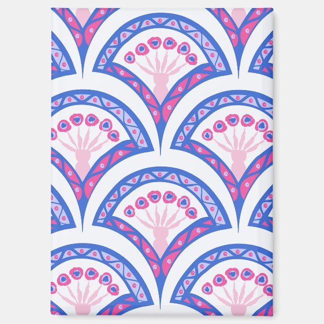 blue floral damask pattern  magnet (Front)