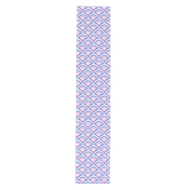 blue floral damask pattern  medium table runner (Front)