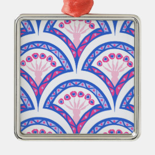 blue floral damask pattern  metal tree decoration