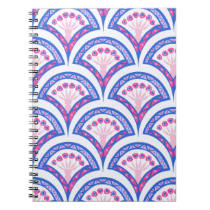 blue floral damask pattern  notebook