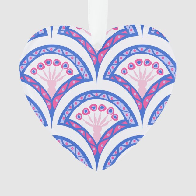blue floral damask pattern  ornament (Front)