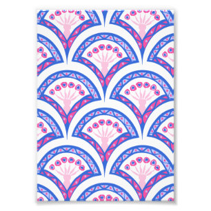 blue floral damask pattern photo print
