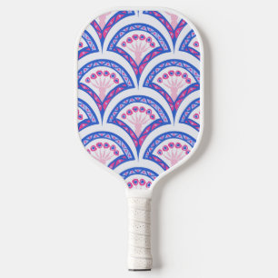 blue floral damask pattern  pickleball paddle