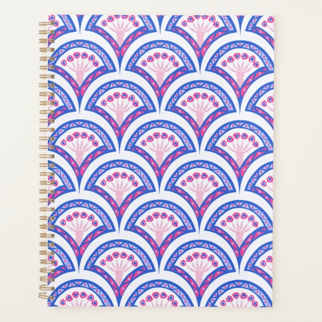 blue floral damask pattern  planner (Front)