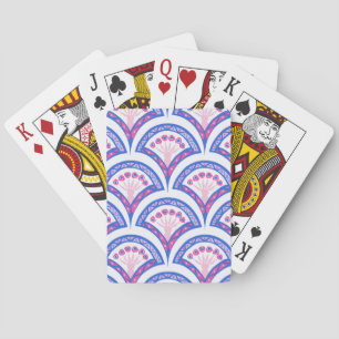 blue floral damask pattern playing cards