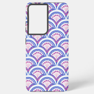 blue floral damask pattern  samsung galaxy case