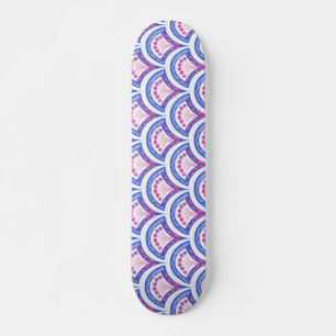 blue floral damask pattern  skateboard