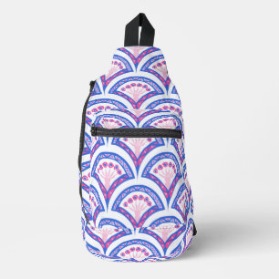 blue floral damask pattern sling bag