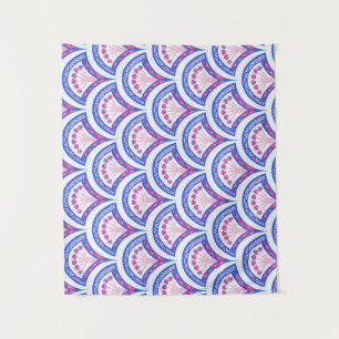 blue floral damask pattern tapestry