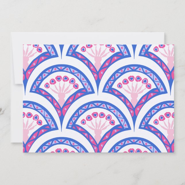 blue floral damask pattern  thank you card (Front)