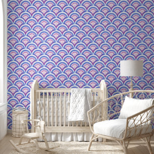 blue floral damask pattern wallpaper