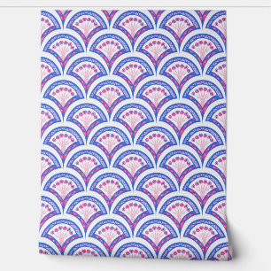 blue floral damask pattern wallpaper