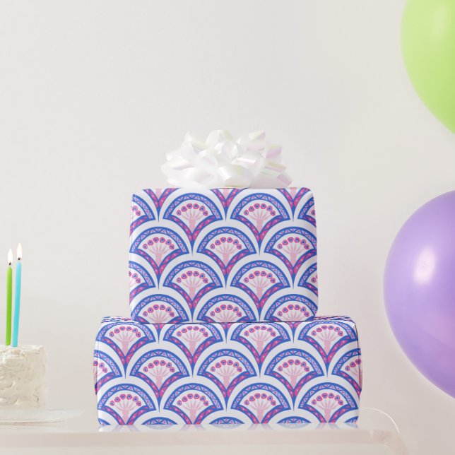 blue floral damask pattern  wrapping paper (Party Gifts)