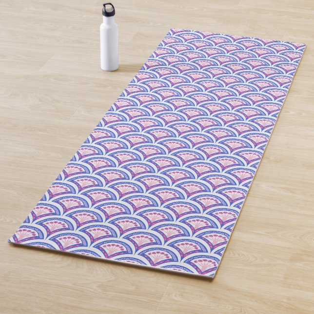 blue floral damask pattern  yoga mat (In Situ)
