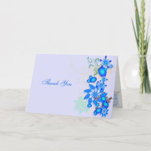 Blue Floral Deco -Thank You Thank You Card