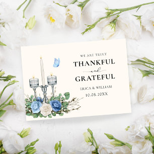 Blue Floral decoration candle  Thank You Card