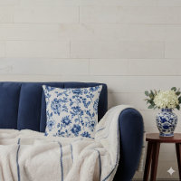 Blue Floral delftware vintage style botanical