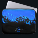 Blue Floral Design on Black Laptop Sleeve<br><div class="desc">🥇AN ORIGINAL COPYRIGHT ART DESIGN by Donna Siegrist ONLY AVAILABLE ON ZAZZLE! Laptop Sleeve ready for you to personalise. ✔NOTE: ONLY CHANGE THE TEMPLATE AREAS NEEDED! 😀 If needed, you can remove the text and start fresh adding whatever text and font you like. 📌If you need further customisation, please click...</div>