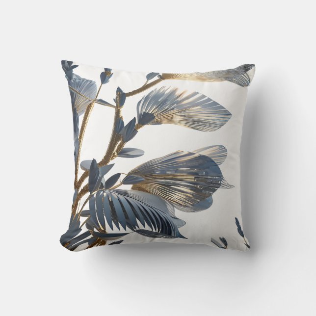 Blue Floral Design Plant Cushion (Front)