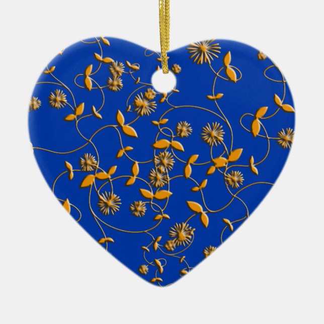 Blue Floral Designer Ornament (Front)