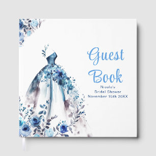 Blue Floral Dress Bridal Shower Guest Book